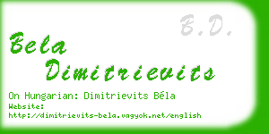 bela dimitrievits business card